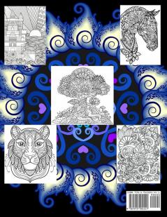 Mindfullness Coloring Book: Therapy Art Relaxing for Men and Women with Horses Flowers and Trees. Anti-Stress Relieving Mandalas Patterns