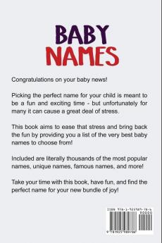 Baby Names: The ultimate baby names guide for boys and girls including popular names famous names unique names and more!