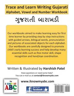 Trace and Learn Writing Gujarati Alphabet Vowel and Number Workbook: Gujarati Barakhadi Nee Chopadee