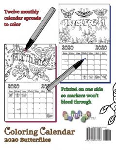 Coloring Calendar 2020 Butterflies