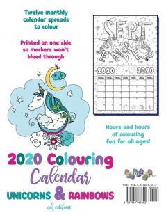 2020 Colouring Calendar Unicorns