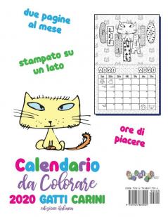 Calendario da colorare 2020 gatti carini (edizione italiana)