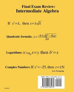 Final Exam Review: Intermediate Algebra