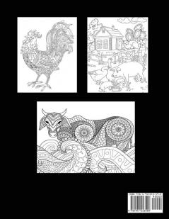 Farm Animals Coloring Book for Adults