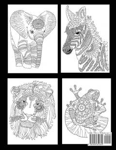 Animals Adult Coloring Book: 100 Unique Designs Including Lions Bears Tigers Snakes Birds Fish and More!