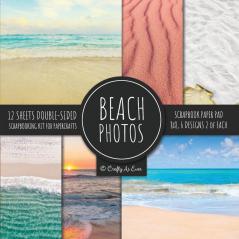 Beach Photos Scrapbook Paper Pad 8x8 Scrapbooking Kit for Papercrafts Cardmaking DIY Crafts Summer Aesthetic Design Multicolor