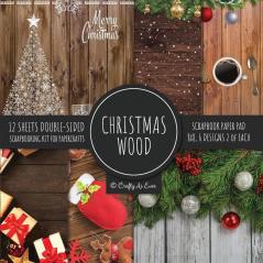 Christmas Wood Scrapbook Paper Pad 8x8 Scrapbooking Kit for Papercrafts Cardmaking Printmaking DIY Crafts Holiday Themed Designs Borders Backgrounds Patterns