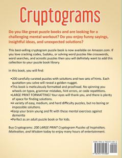 Cryptograms: 200 LARGE PRINT Cryptogram Puzzles of Inspiration Motivation and Wisdom