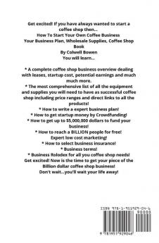 How To Start Your Own Coffee Business: Your Business Plan Wholesale Supplies Coffee Shop Book