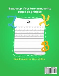 Mon cahier d'écriture cursives: Apprendre à écrire des petites lettres grandes lettres des mots et des phrases avec des blagues et des énigmes drôles