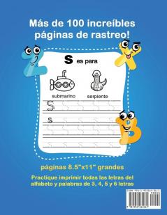 Aprenda a escribir Letras: Ejercicios divertidos para aprender el alfabeto y escribir letras mayúsculas y minúsculas - Libro de actividades para niños