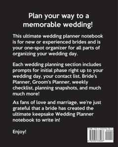 Finally: Organizer For The Bride - Binder - Checklist - Small Wedding - On A Budget - Practical Planning Snapshot - Calendar Dates - Bachelorette Party