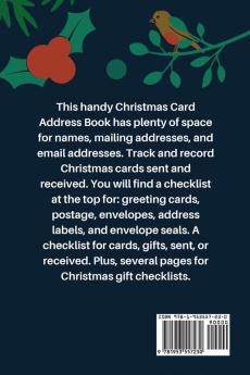 Christmas Card Address Book: Holiday Card Organizer Tracker For Cards Sent and Received Christmas Gift List Organizer Mailing Logbook Card Supply Checklist