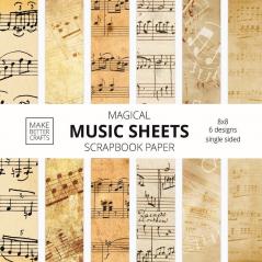 Music Sheets Scrapbook Paper: 8x8 Designer Vintage Music Paper for Decorative Art DIY Projects Homemade Crafts Cool Art Ideas