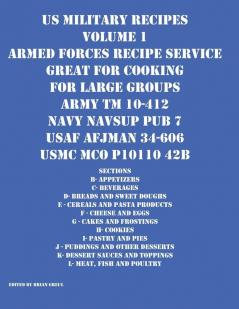 US Military Recipes Volume 1 Armed Forces Recipe Service Great for Cooking for Large Groups