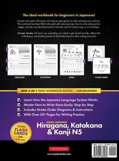Learn Japanese Hiragana Katakana and Kanji N5 - Workbook for Beginners: The Easy Step-by-Step Study Guide and Writing Practice Book: Best Way to ... the Alphabet of Japan (Letter Chart Inside)