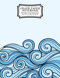 Graph Paper Notebook: Blue Waves Drawing Grid Paper Composition Notebook Graphing Paper Quad Ruled: 3 (Math and Science Notebooks)