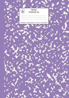 Marble Notebook A4: Lavender Marble College Ruled Journal: 5 (School Supplies)