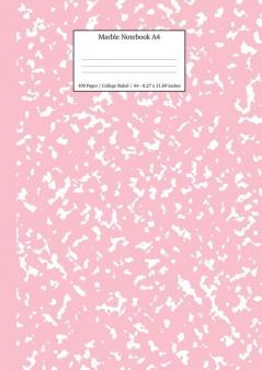 Marble Notebook A4: Pink Marble College Ruled Journal: 11 (School Exercise Books A4)