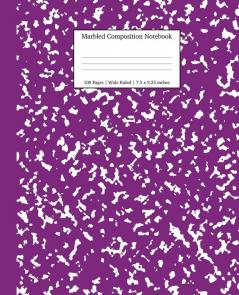 Marbled Composition Notebook: Purple Marble Wide Ruled Paper Subject Book: 13 (School Essentials)