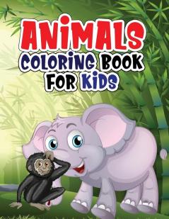 Animals coloring book for kids: Coloring book with jungle and domestic animals made with professional graphics for girls boys and beginners of all ages.