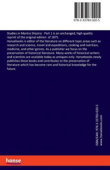 Studies in Mantra Shastra