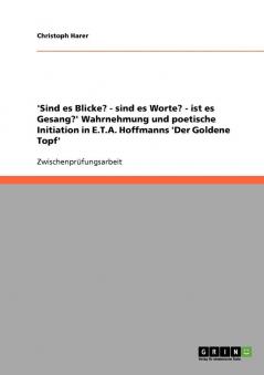 'Sind es Blicke? - sind es Worte? - ist es Gesang?' Wahrnehmung und poetische Initiation in E.T.A. Hoffmanns 'Der Goldene Topf'