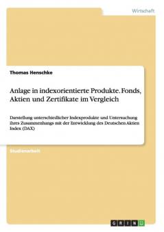 Anlage in indexorientierte Produkte. Fonds Aktien und Zertifikate im Vergleich