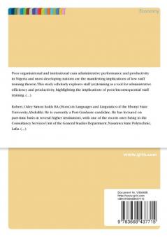 Staff Training. A Tool for Administrative Efficiency and Productivity