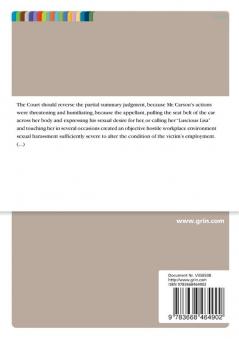 Advanced legal writing.  Case about hostile work environment and sexual harassment