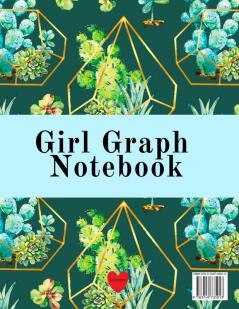 Girl Graph Notebook: Squared Coordinate Paper Composition Notepad - Quadrille Paper Book for Math Graphs Algebra Physics & Science Lessons With ... .20 x .20 & 4x4 Graphing paper .25 x .25