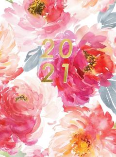 Planner 2021 Vertical Weekly: Planner 2021 Hardcover 8.5 x 11 - January - December 2021 - 2 Pages per Week - Vertical Layout - 1 Column per Day - Appointment Book 2021 Hourly - Red Flowers