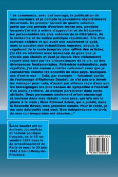 Souvenirs des milieux littéraires politiques artistiques et médicaux