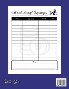 Bill And Receipt Organizer: Personal Business Payment Notebook Receipt Organizer Expenses Log Financial Planner Journal Size 6x9 Inches 120 Pages