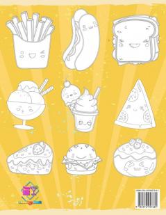 Kawaii Food Coloring Book For Kids: Fun and Cute Coloring Book For Kids of Ages 3 - 5 - Kawaii Doodle Coloring Book - Cute Food Coloring Book for Adults -Kawaii Ice Cream Coloring Book