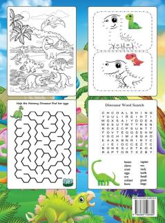 Dinosaur Activity Book for Kids: Ages 4-8 Workbook Including Coloring Dot to Dot Mazes Word Search and More