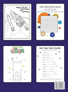 Space Coloring and Activity Book for Kids Ages 4-8: Solar System Coloring Dot to Dot Mazes Word Search and More! Kids Space Activity Book