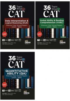 36 Topic-wise CAT QA DILR & VARC Previous Year Solved Papers (2023 - 1994) - set of 3 Books 17th Edition | Previous Year Questions PYQs | Quantitative Ability Data Interpretation & Logical Reasoning Verbal Ability & Reading Comprehension |