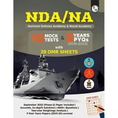 PW NDA/NA National Defence Academy Naval Academy Mathematics and General Ability -10 Mock Tests and 5 Previous Year Solved Papers 2019-2023 of Phase I and II with 20 OMR Sheets