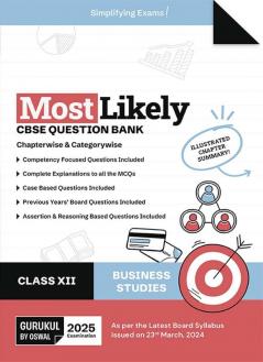 Gurukul By Oswal Business Studies Most Likely Question Bank : CBSE Class 12 for 2025 Exam