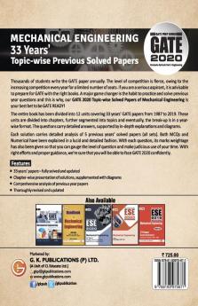 GATE 2020 - Topic-wise Previous Solved Papers - 33 Years' Solved Papers- Mechanical Engineering