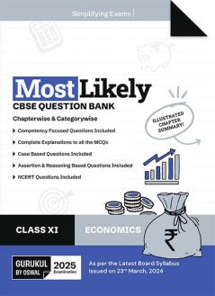 Gurukul By Oswal Economics Most Likely CBSE Question Bank for Class 11 Exam 2025 - Chapterwise & Categorywise, Competency Focused Qs, NCERT Qs, Case, Assertion & Reasoning