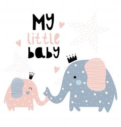 My Little Baby: Baby Shower Guest Book with Elephant Girl and Her Mom Theme Personalized Wishes for Baby & Advice for Parents Sign In Gift Log and Keepsake Photo Pages (Hardback)