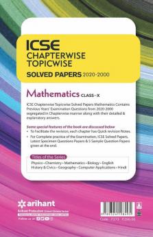 ICSE Chapterwise Topicwise Solved Papers Mathematics Class 10 for 2021 Exam