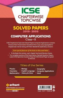ICSE Chapterwise Topicwise Solved Papers Computer Application Class 10 for 2022 Exam
