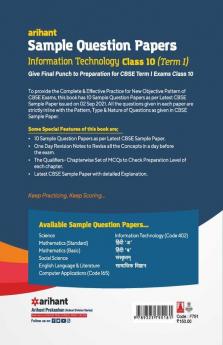 Arihant CBSE Term 1 Information Technology (Code 402) Sample Papers Questions for Class 10 MCQ Books for 2021 (As Per CBSE Sample Papers issued on 2 Sep 2021)