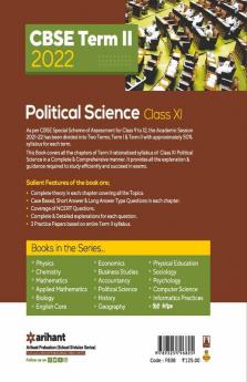 Arihant CBSE Political Science Term 2 Class 11 for 2022 Exam (Cover Theory and MCQs)