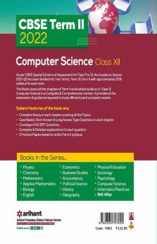 Arihant CBSE Computer Science Term 2 Class 12 for 2022 Exam (Cover Theory and MCQs)
