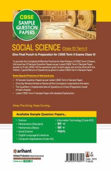 Arihant CBSE Term 2 Social Science Class 10 Sample Question Papers (As per CBSE Term 2 Sample Paper Issued on 14 Jan 2022)