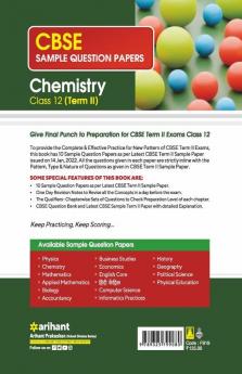 Arihant CBSE Term 2 Chemistry Class 12 Sample Question Papers (As per CBSE Term 2 Sample Paper Issued on 14 Jan 2022)